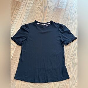 Boden Black Short Sleeve Ruffle Top NWOT